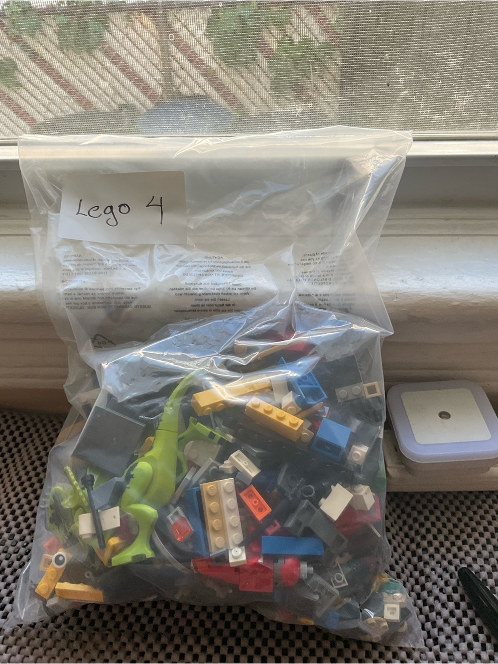 Lego Mixed Brick Bag with Bright Green Dinosaur and Blue, Yellow, Red Accents